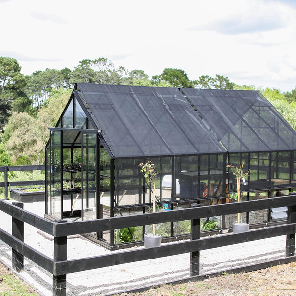 Winter Gardenz greenhouse fitted with a custom shade cover kit