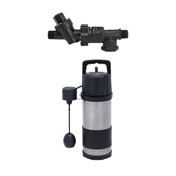 Autosub 100 submersible pump with float switch and Rainsaver MK6 changeover valve