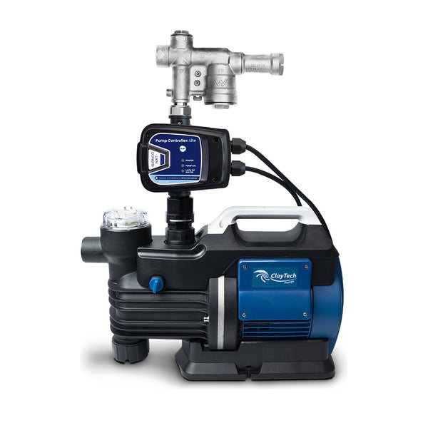 ClayTech pressure pump with NXT controller and AcquaSaver rainwater to mains changeover valve
