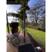 Handmade Waratah slim copper and brass hot and cold outdoor shower on a post.