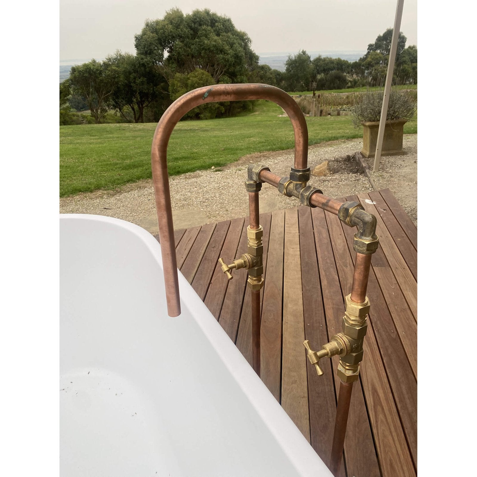 Handmade Eucalyptus copper and brass bath tap.