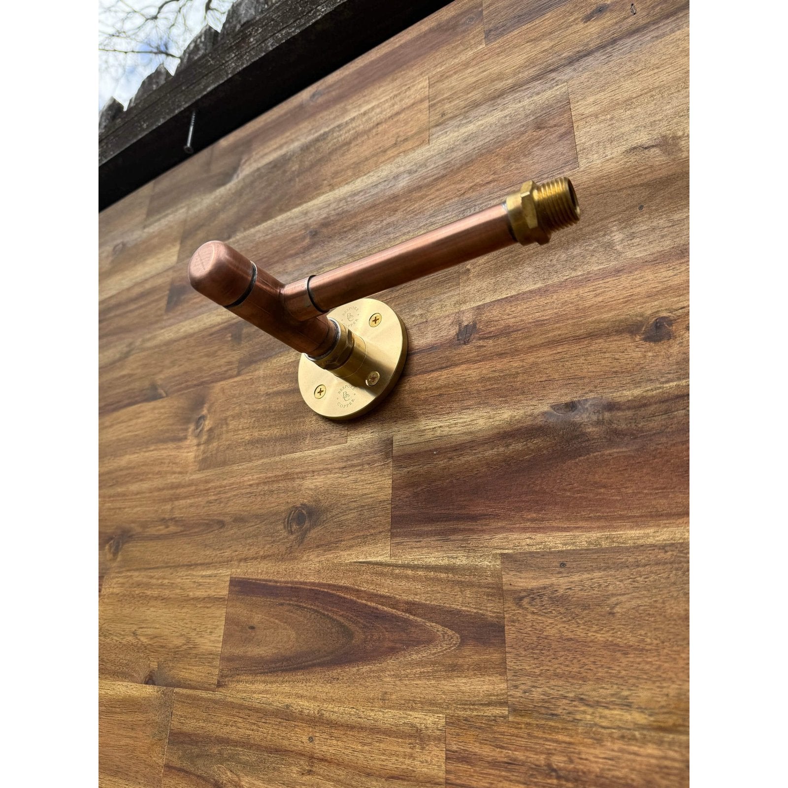 Handmade 1 inch copper and brass toilet roll holder.