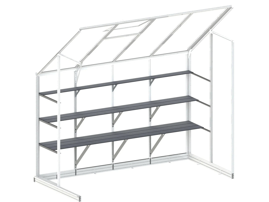 Winter Gardenz 3-tier aluminium greenhouse staging shelving in matt black