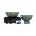 Aquascape Spillway Bowl and Basin Fountain Kit in Patina, 81/102cm, showing both GFRC bowls, the AquaBasin 45 reservoir and Ultra 4500 pump