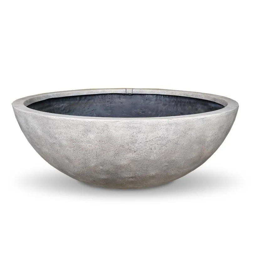Aquascape 152cm Fountain Bowl in Lunar Gray, side view of the cast composite bowl