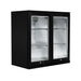 Husky 190L double glass door alfresco drinks chiller in black with digital display.