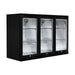 Husky 307L triple glass door alfresco drinks chiller in black with digital display.