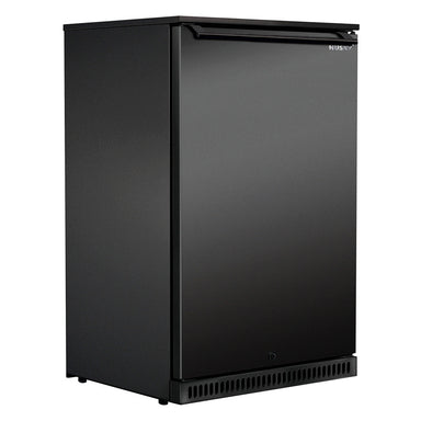 Husky 104L single solid door alfresco drinks chiller in matt black.