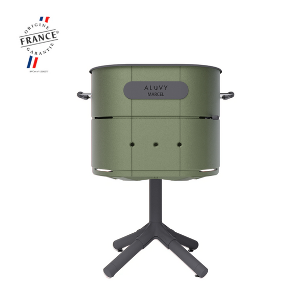 Aluvy MARCEL Basalt charcoal barbecue in Kaki on the charcoal tripod stand
