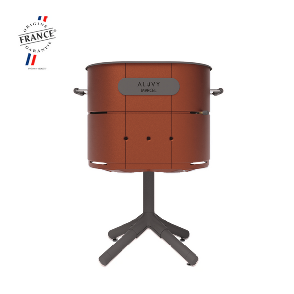 Aluvy MARCEL Basalt charcoal barbecue in Terracotta with charcoal frame and stainless steel lid