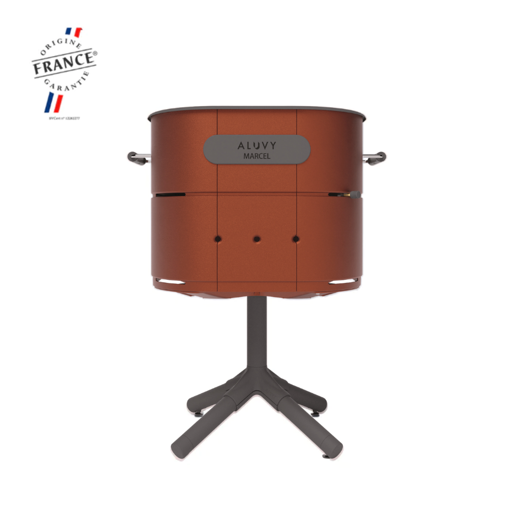 Aluvy MARCEL Basalt charcoal barbecue in Terracotta with charcoal frame and stainless steel lid