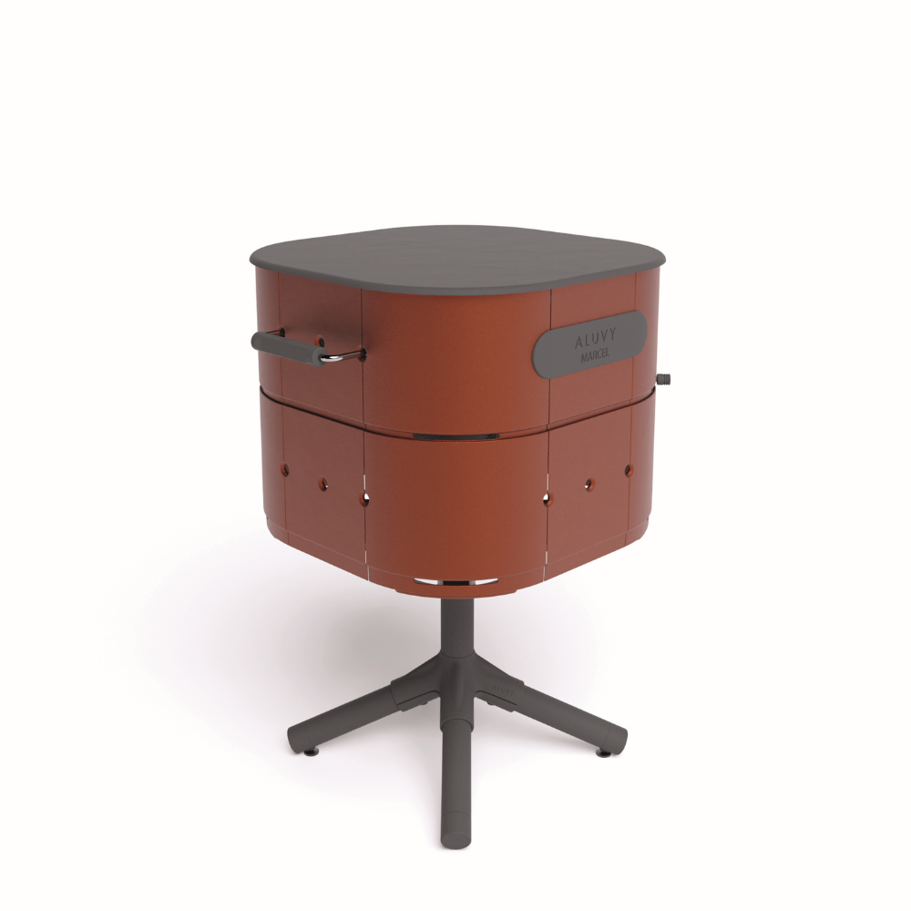 Aluvy MARCEL Basalt charcoal barbecue in Terracotta with charcoal frame and stainless steel lid