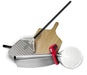 Buschbeck Rondo Pizza Oven Kit tools: wooden pizza peel, long handle peel, turner and infrared thermometer