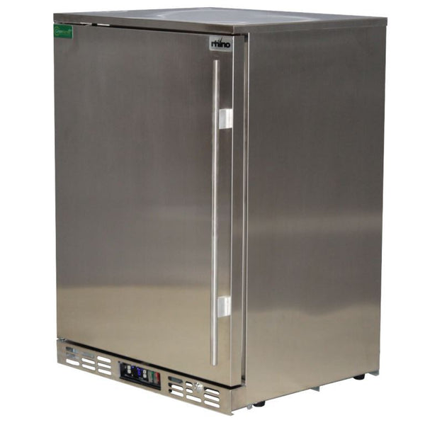 Rhino solid door bar fridge 129L, left hinged, front view