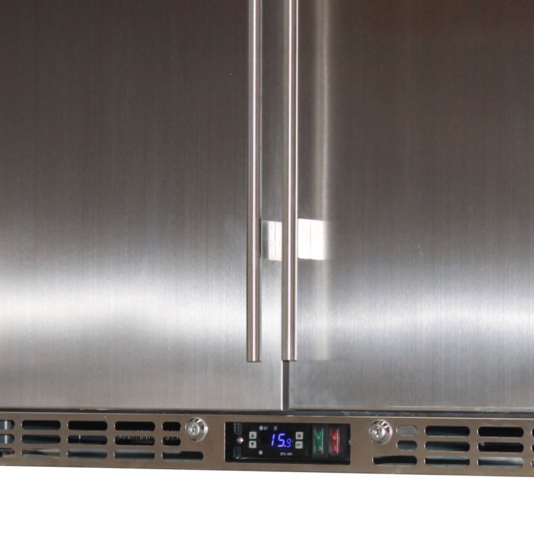 Rhino solid stainless bar fridge 208L, side view