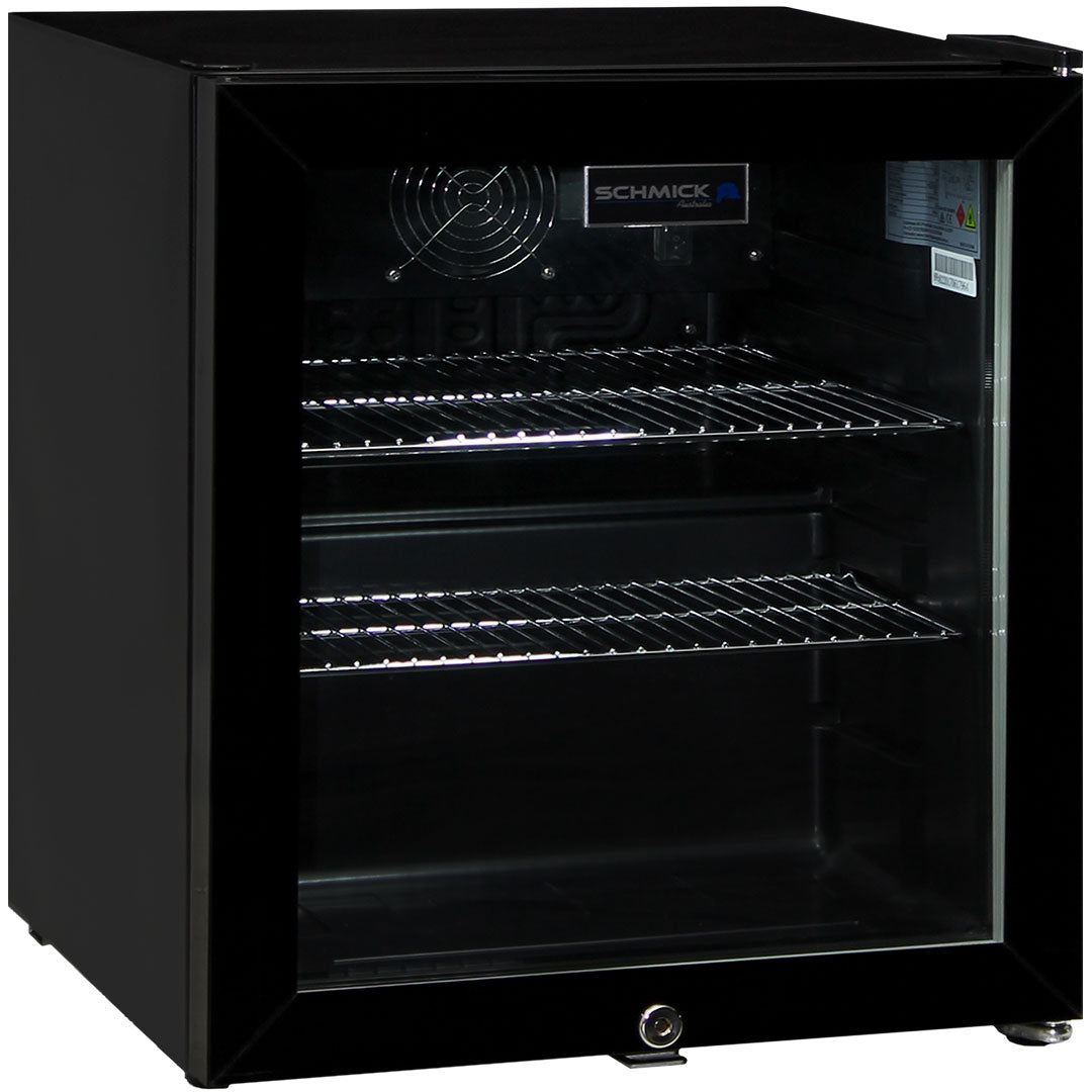 Schmick black mini bar fridge 50 litre, front view