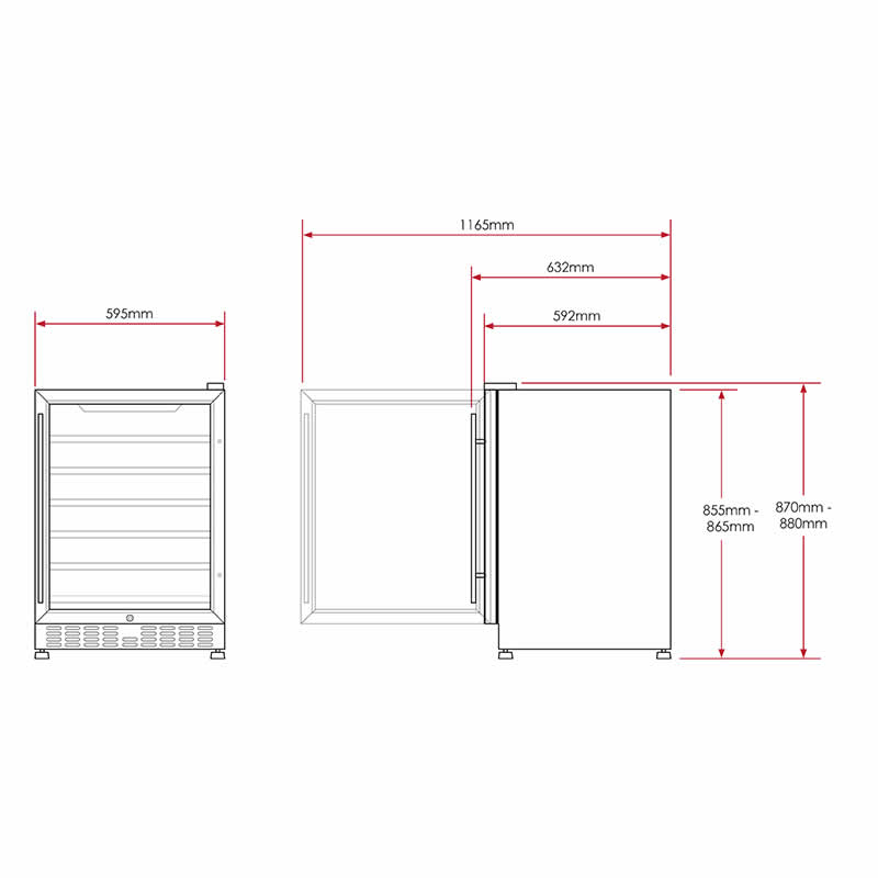 Husky Vino Pro 154L dual zone wine fridge dimensions