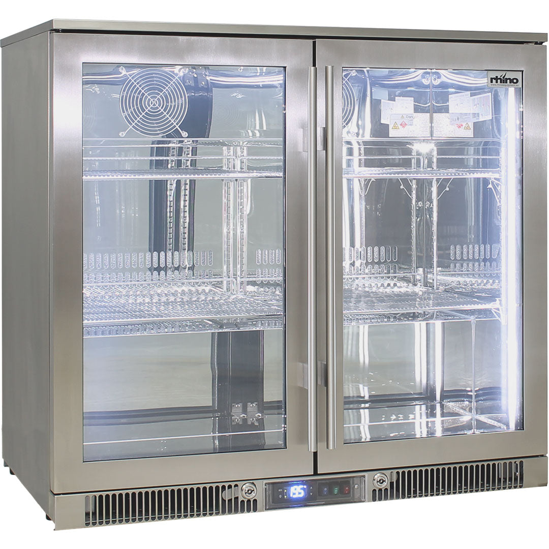 Rhino ENVY 316 marine-grade outdoor bar fridge 248L, angle view