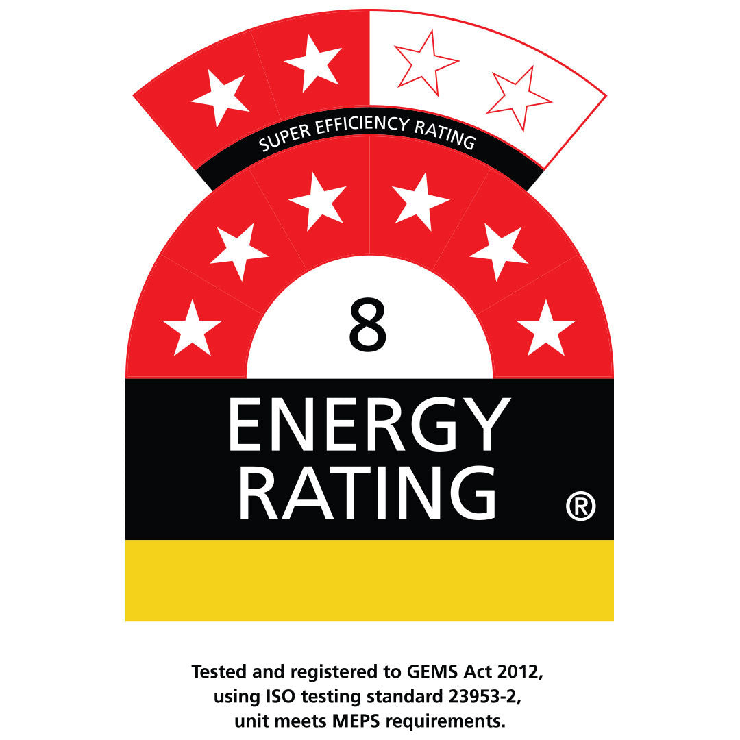 Rhino SG3S-B GEMS energy rating label, 8 stars