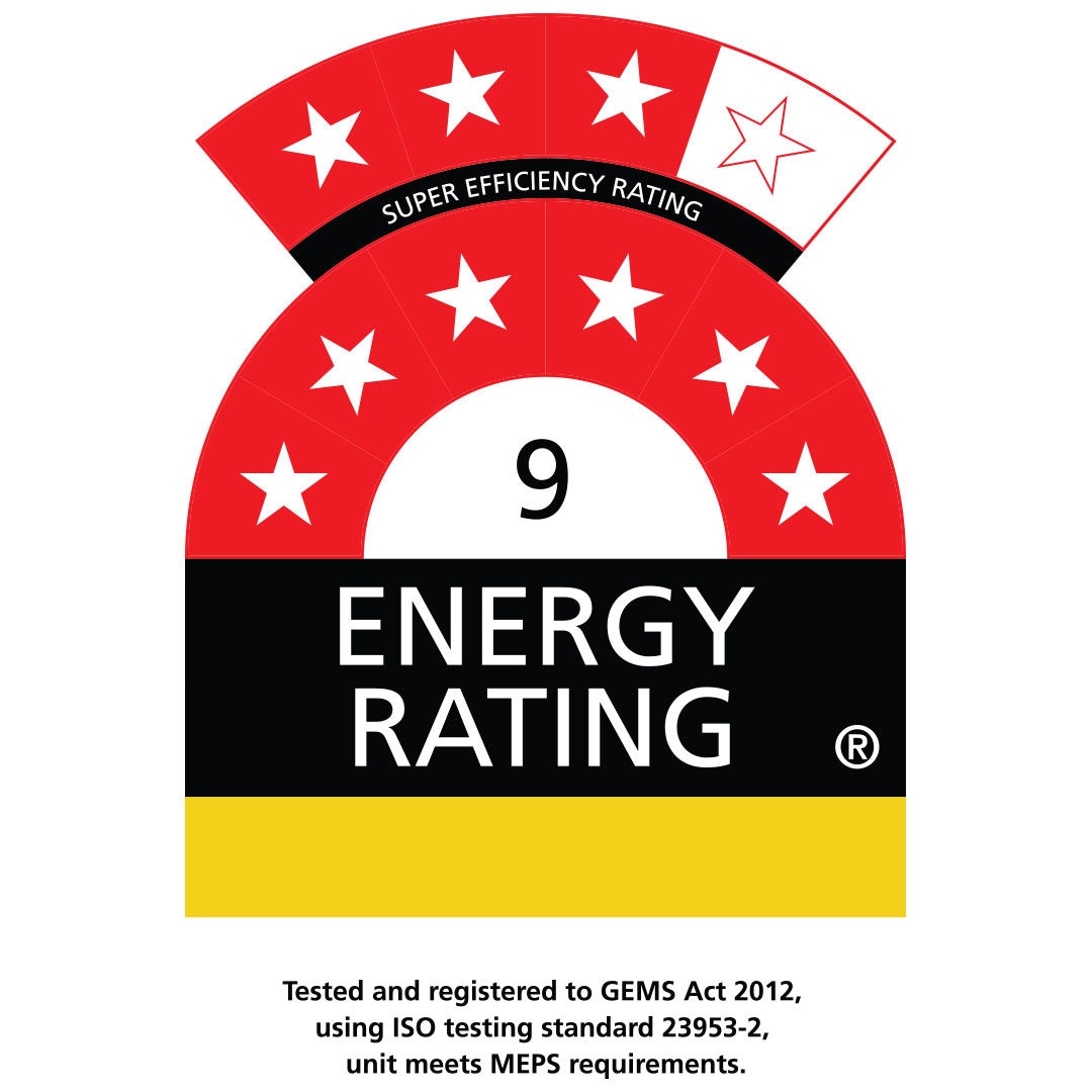 Rhino SG2H-NC GEMS energy rating label, 9 stars