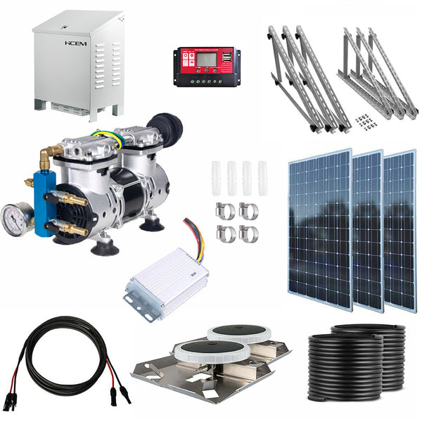 Aquascape ASA 24V solar dam aerator, half horsepower compressor in its lockable cabinet