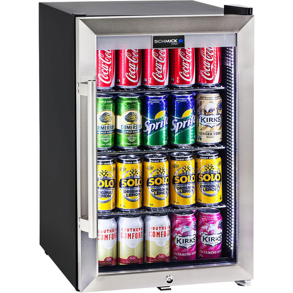 Schmick stainless triple glazed bar fridge 70 litre, front view