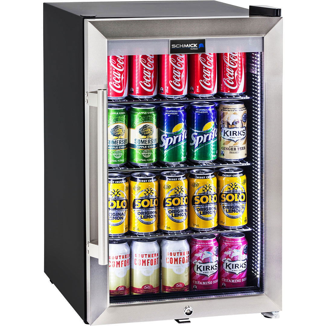 Schmick stainless triple glazed bar fridge 70 litre, front view