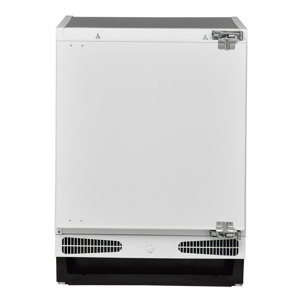 Husky 115L Integrated Bar Fridge and Freezer, integration door closed, front view