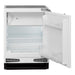 Husky 115L Integrated Bar Fridge and Freezer, door open showing shelf, freezer box and door storage