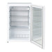Husky 130L glass door bar fridge in white, angled view
