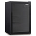 Husky 130L Anti-Condensation Glass Door Bar Fridge in black, front view