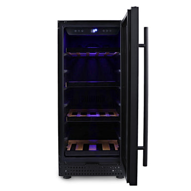 Husky Riserva 80L wine fridge, beechwood shelving detail.