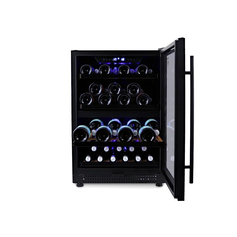 Husky Riserva 154L dual zone wine fridge, interior shelving