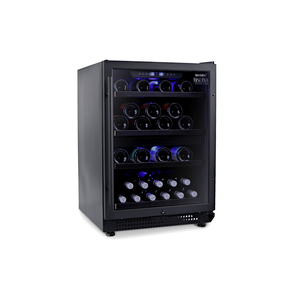 Husky Riserva 154L dual zone wine fridge, beechwood shelves