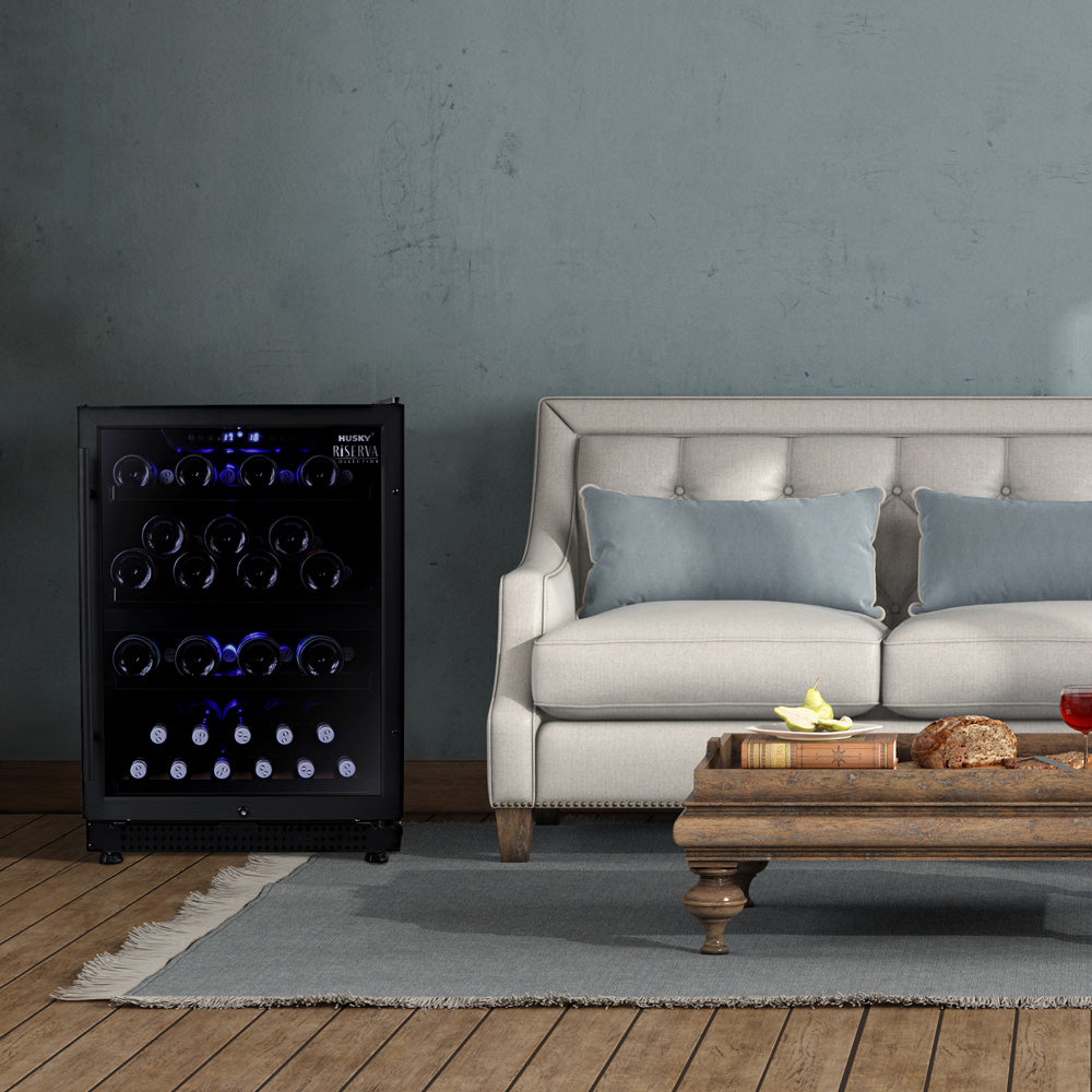 Husky Riserva 154L dual zone wine fridge, full front