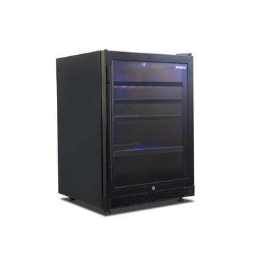 Husky Riserva 154L single zone wine fridge in matt black with digital display.