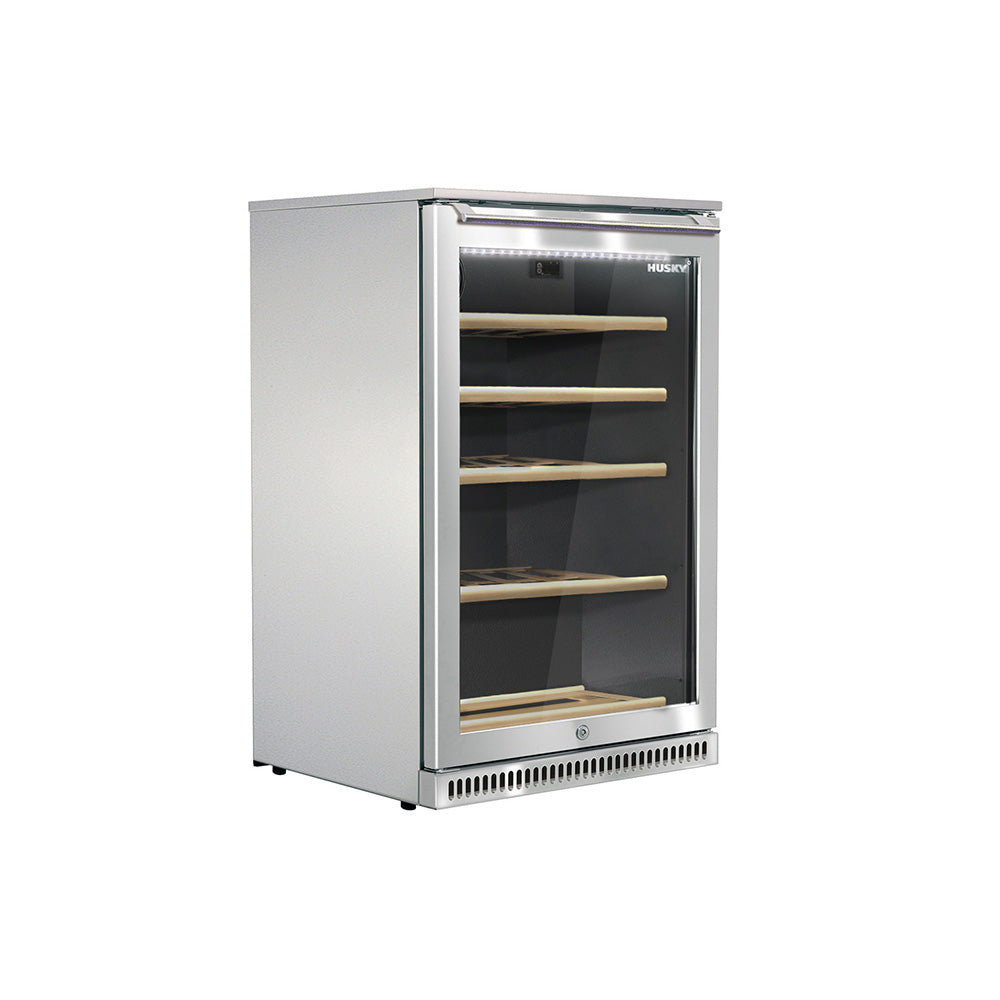 Husky Vino Pro 104L outdoor wine fridge in stainless steel.