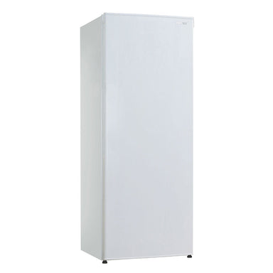 Husky 237L Solid Door Vertical Fridge in white, upright, door closed, front view