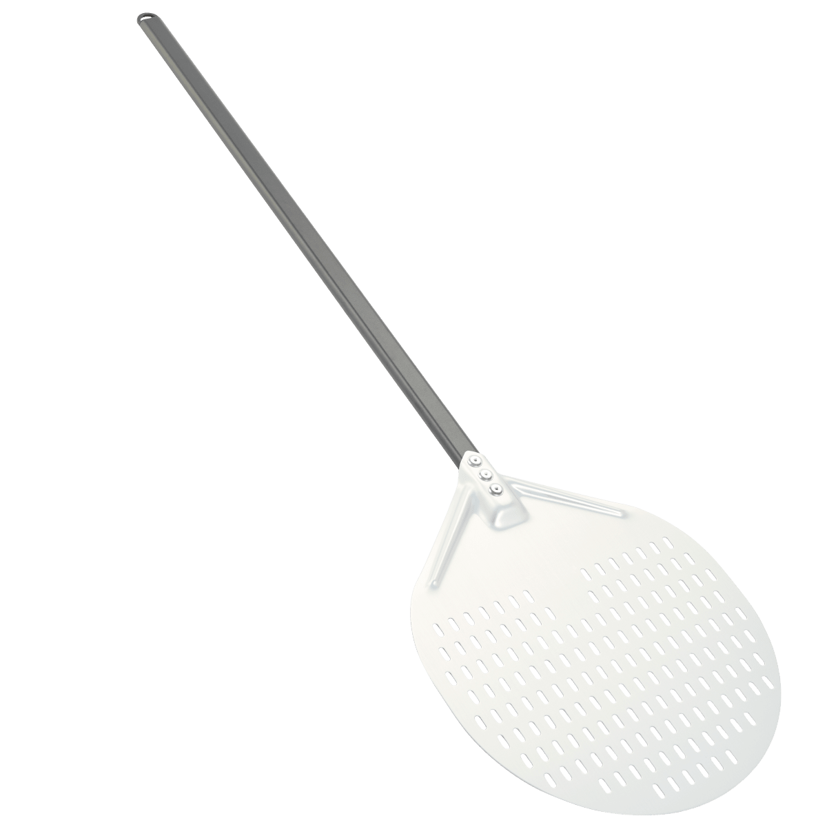 Buschbeck long handle round perforated pizza peel