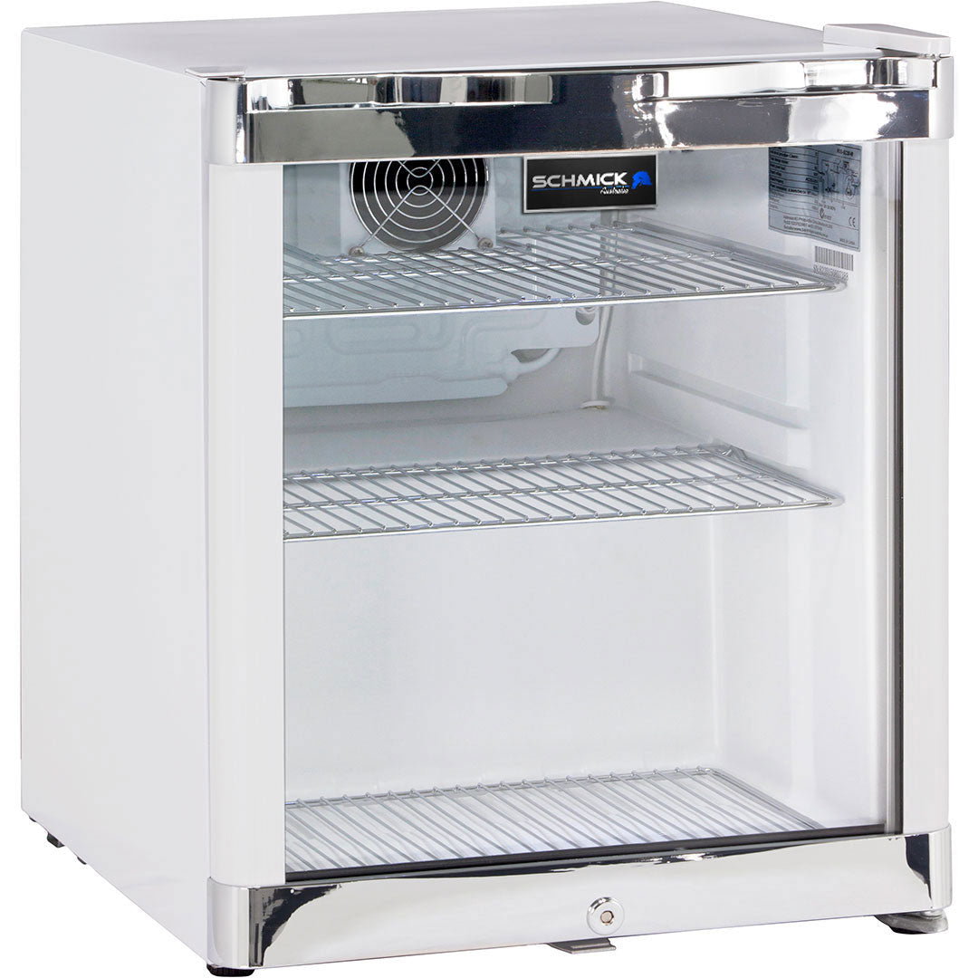 Schmick white mini bar fridge, adjustable shelving