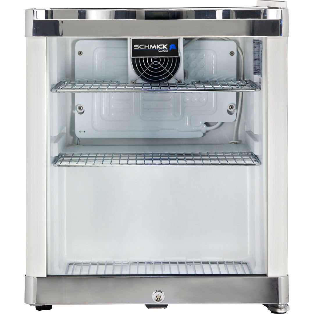 Schmick white mini bar fridge, lockable reversible door