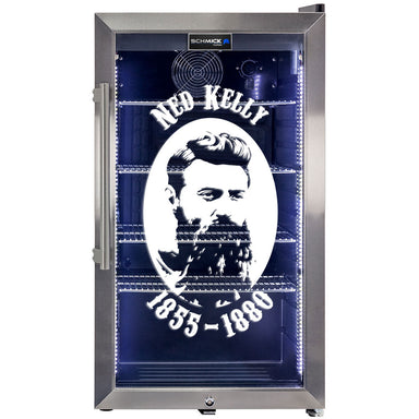 Schmick Ned Kelly bar fridge, front artwork