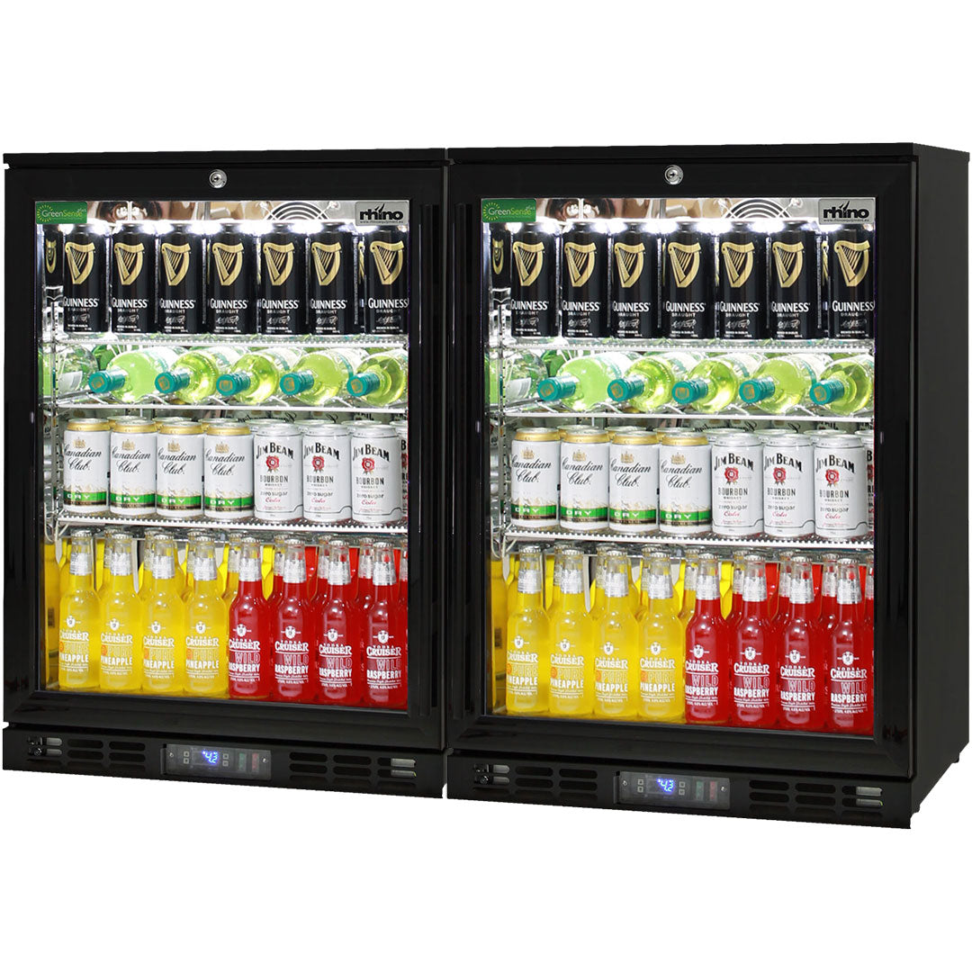 Rhino beer and wine combo bar fridge 129L, front view