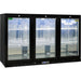 Rhino black glass door bar fridge 330L, angle view