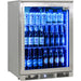 Rhino ENVY 316 bar fridge 148L stocked, with the blue interior lighting on