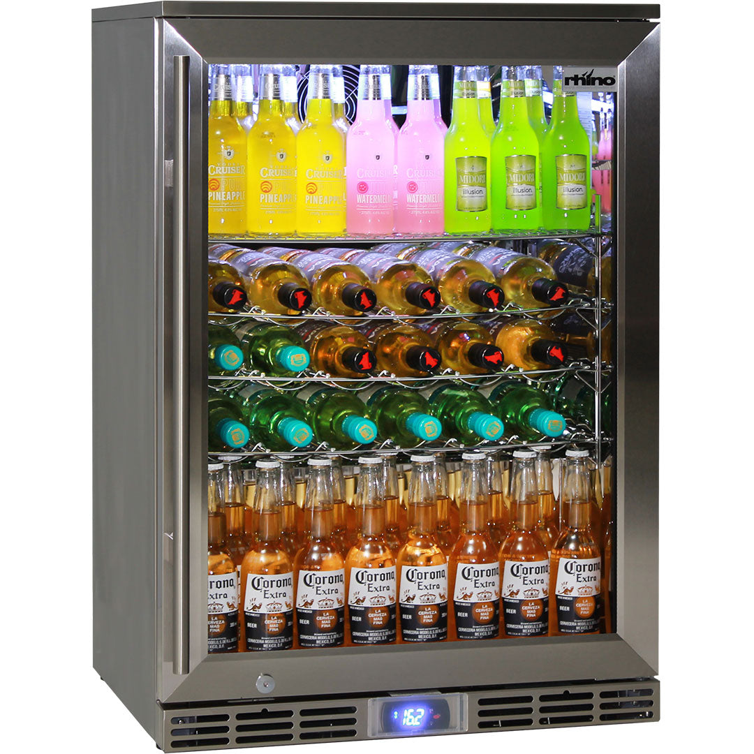 Rhino GSP outdoor bar fridge 129L, interior shelving