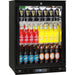 Rhino black heated glass bar fridge 129L, side view