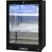 Rhino black heated glass bar fridge 129L, left hinged, angle view