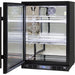 Rhino black glass door bar fridge 129L, left hinged, angle view
