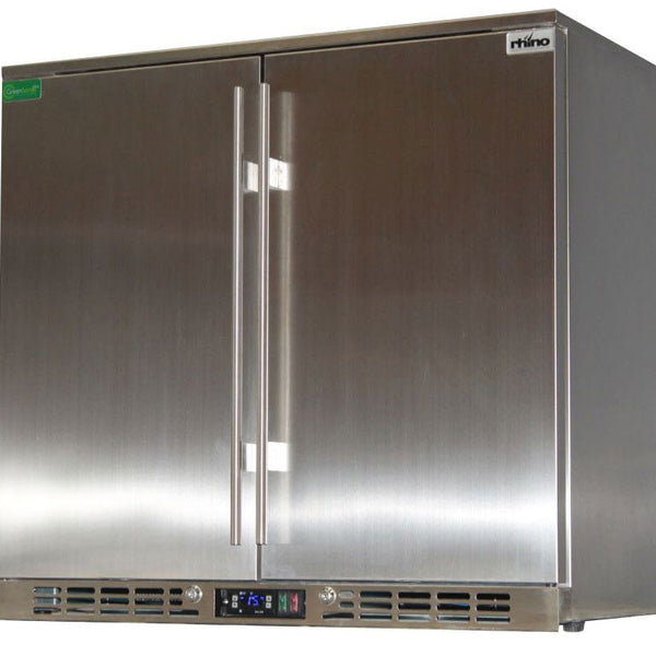 Rhino solid stainless bar fridge 208L, front view
